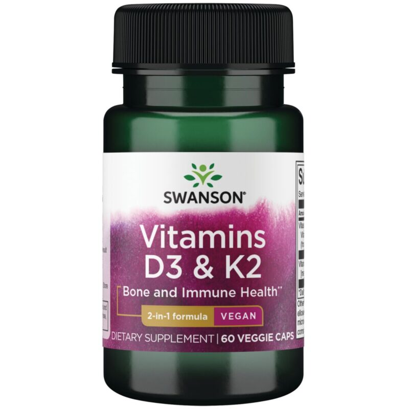 Swanson Vitamin D3 & K2 60 Kapsula